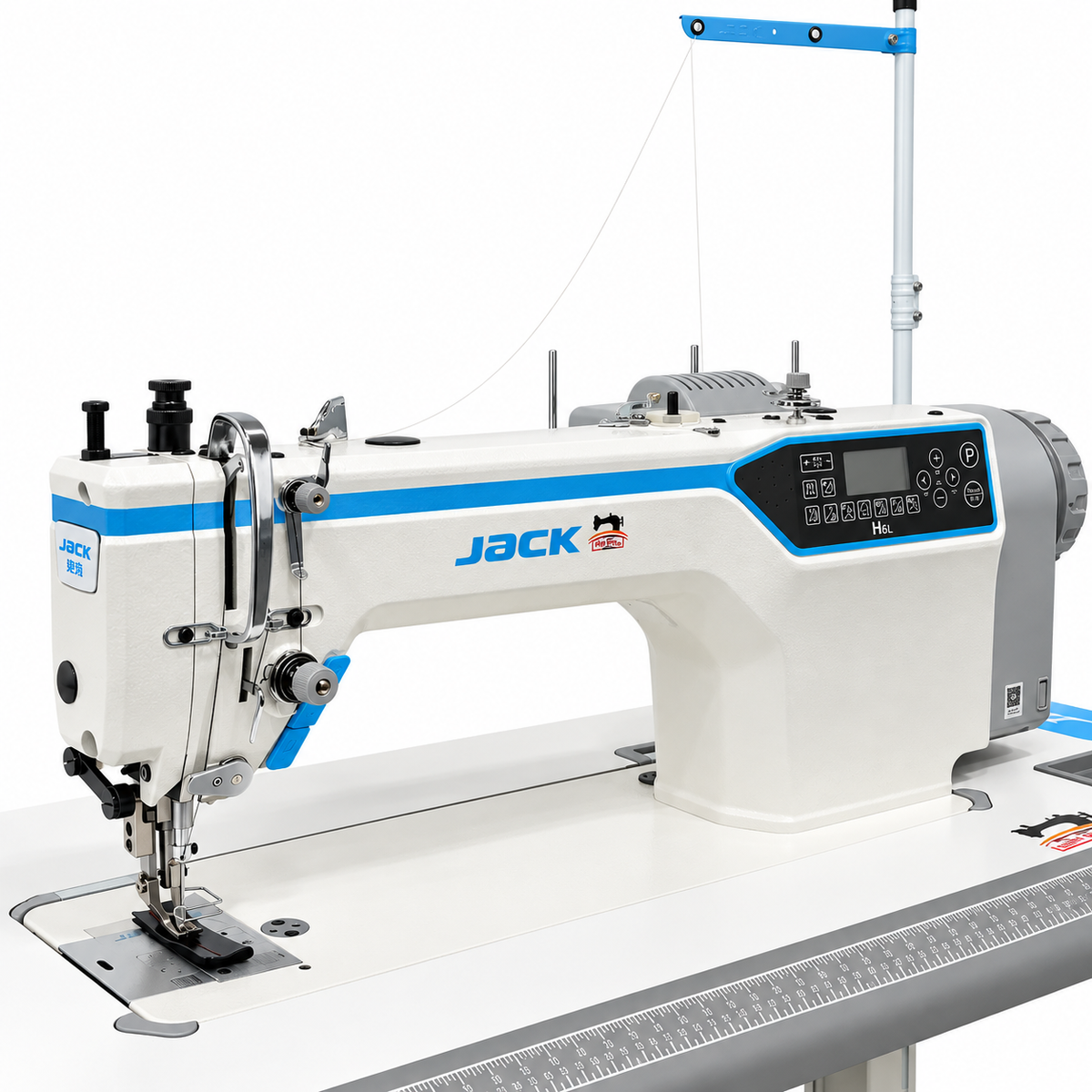 JACK® H6L-CZ-4 Computerized Long Arm Heavy-Duty Single Needle Top & Bottom Feed Lockstitch Sewing Machine