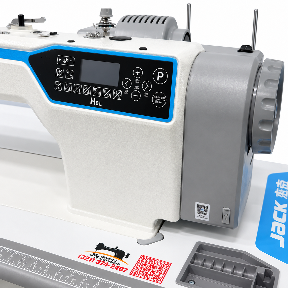 JACK® H6L-CZ-4 Computerized Long Arm Heavy-Duty Single Needle Top & Bottom Feed Lockstitch Sewing Machine