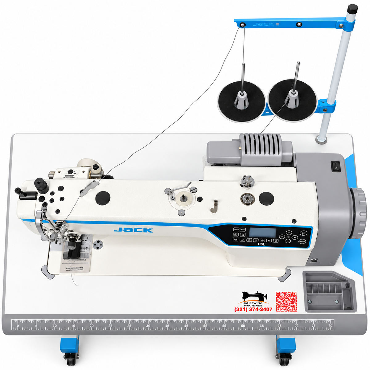 JACK® H6L-CZ-4 Computerized Long Arm Heavy-Duty Single Needle Top & Bottom Feed Lockstitch Sewing Machine