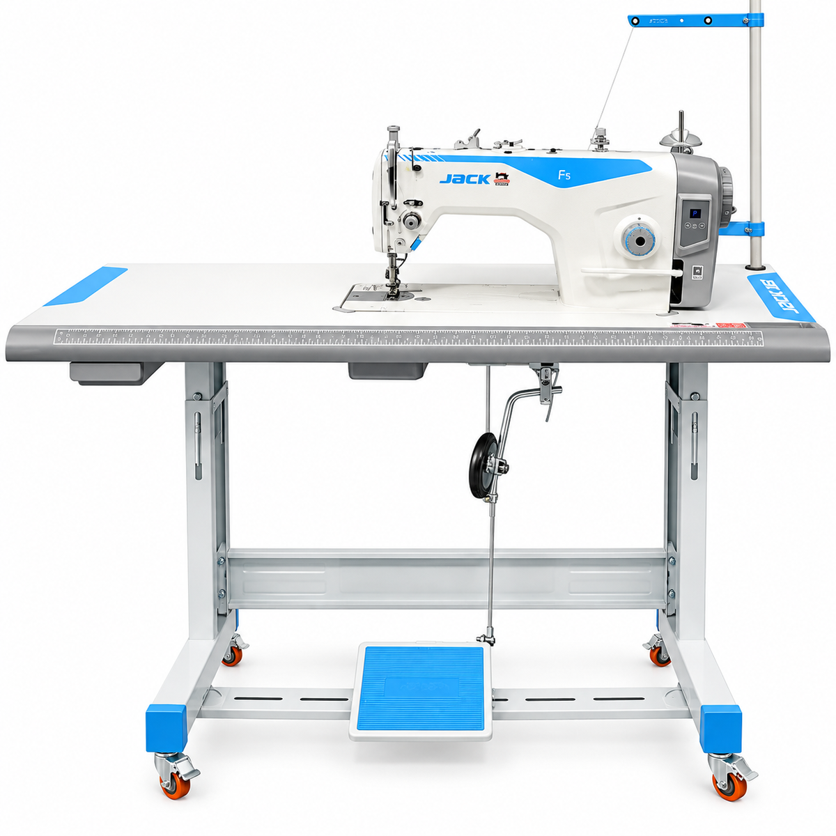 JACK® JK-F5 Single Needle Direct Drive Industrial Lockstitch Sewing Machine – Complete with Table & Stand