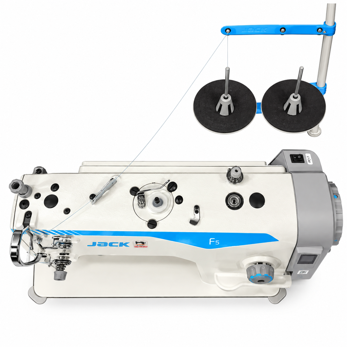JACK® JK-F5 Single Needle Direct Drive Industrial Lockstitch Sewing Machine – Complete with Table & Stand