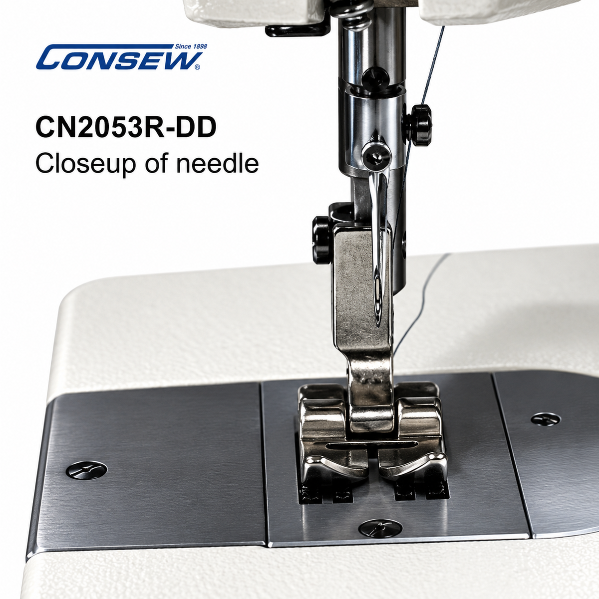 CONSEW® CN2053R-DD Single Needle Drop Feed Zigzag Industrial Lockstitch Sewing Machine – Complete with Table & Stand