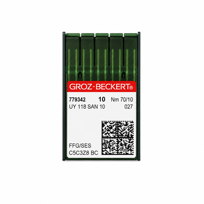 NEEDLES GROZ-BECKERT UY 118 SAN AND GAS  10 FFG/SES (1PK - 10 NEEDLES)
