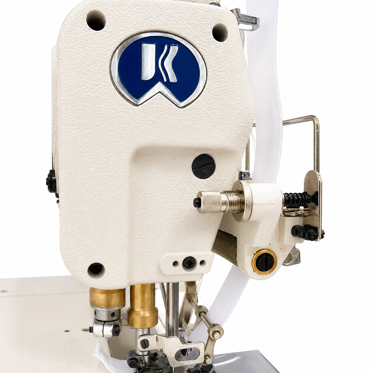 JACK® JK-8568-05GBX356 - 3-Needle 5-Thread Flatbed Interlock Sewing Machine with Elastic Attaching &amp; Edge Trimming