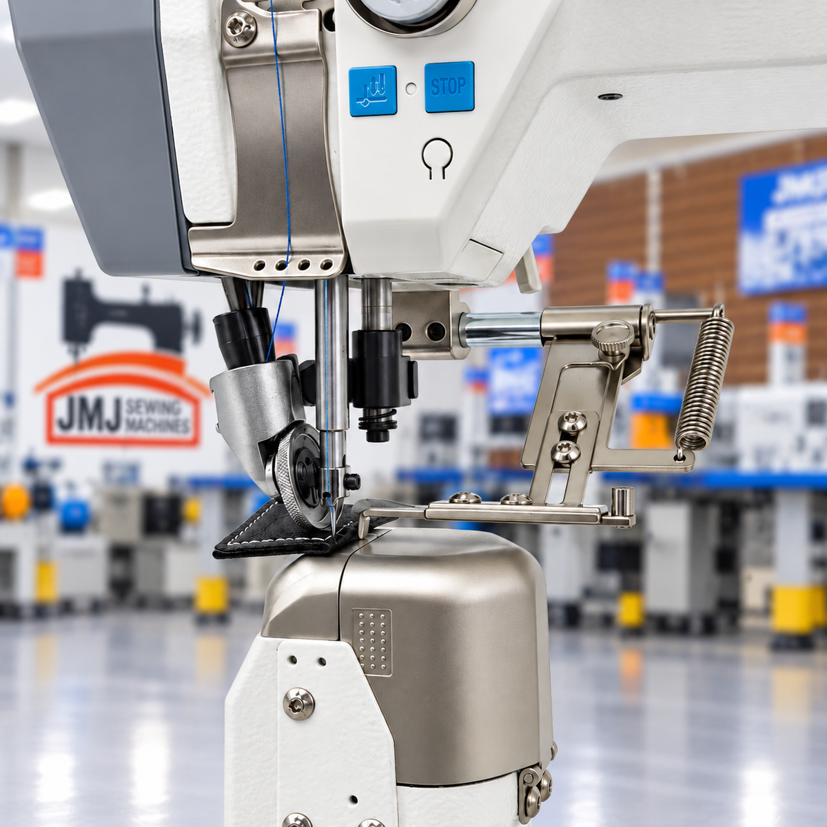 JACK® JK-6591C Single Needle Direct Drive Roller Feed Post-Bed Industrial Sewing Machine – Complete with Table & Stand