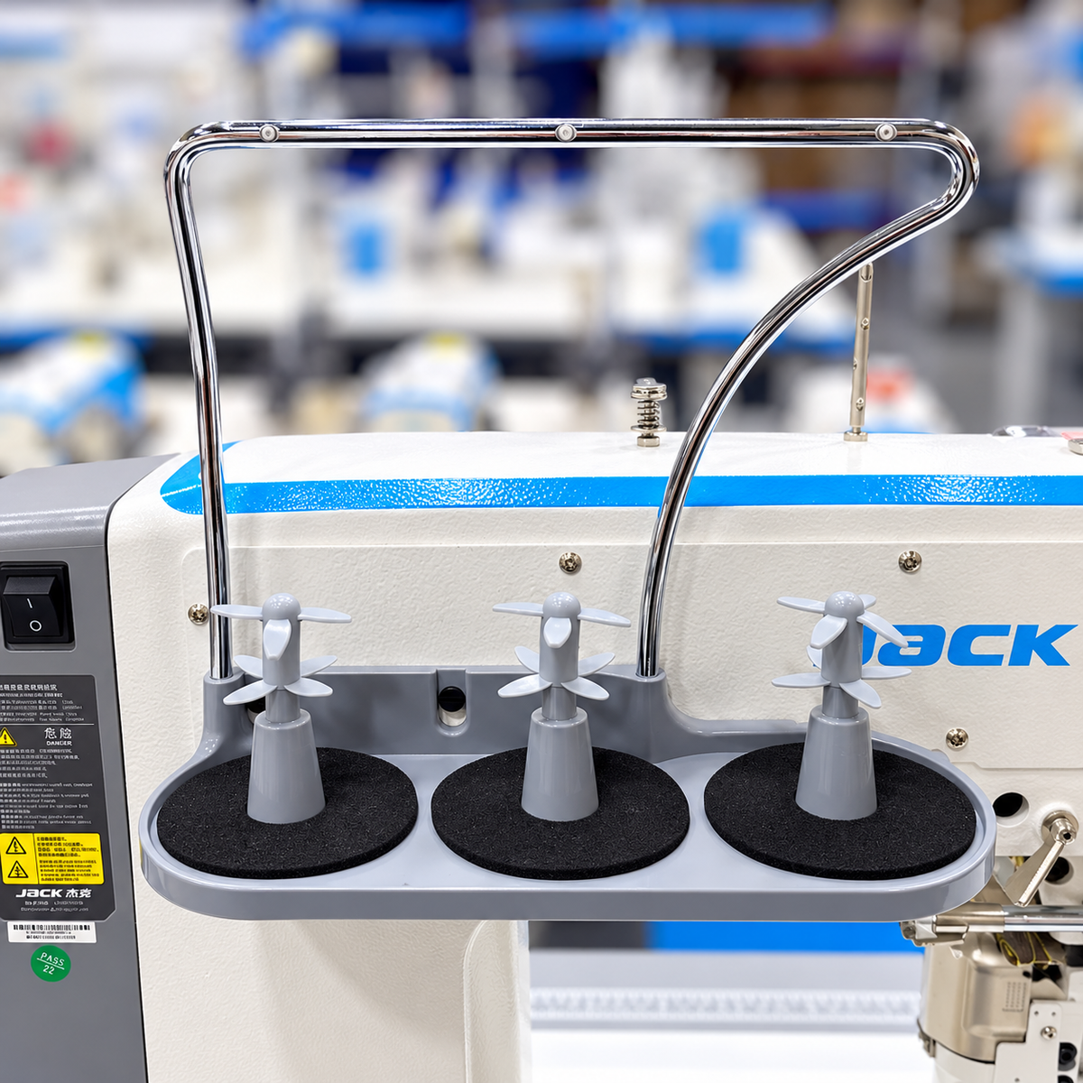 JACK® JK-S5-91C Automatic Post-Bed Industrial Sewing Machine with Synchronized Roller Foot – Complete with Table & Stand