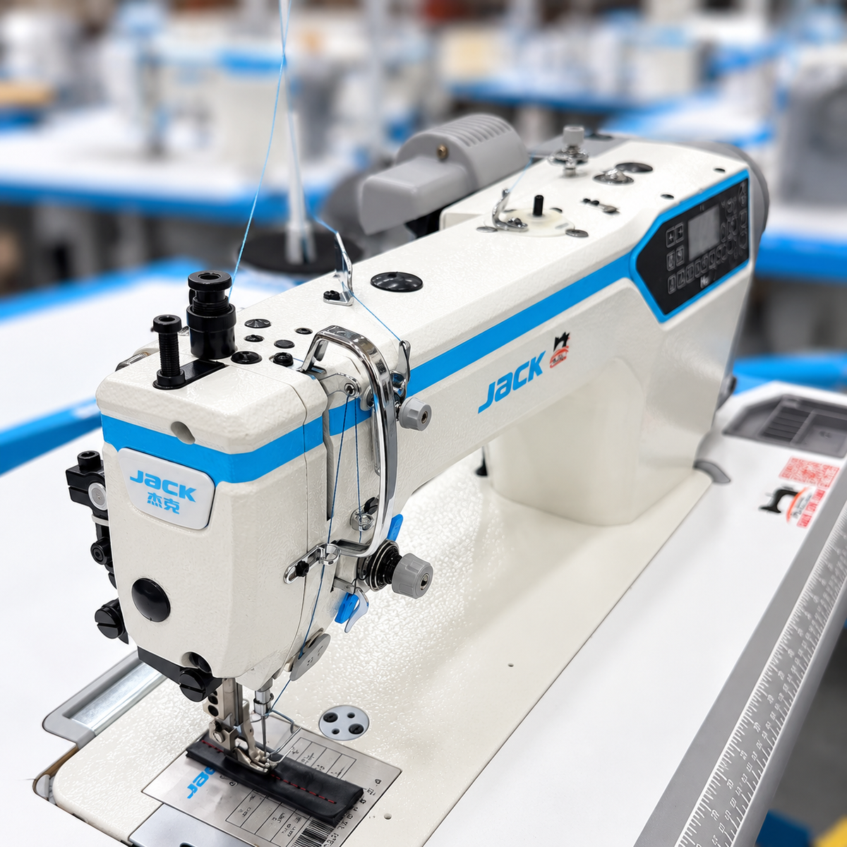 JACK® H6L-CZ-4 Computerized Long Arm Heavy-Duty Single Needle Top & Bottom Feed Lockstitch Sewing Machine