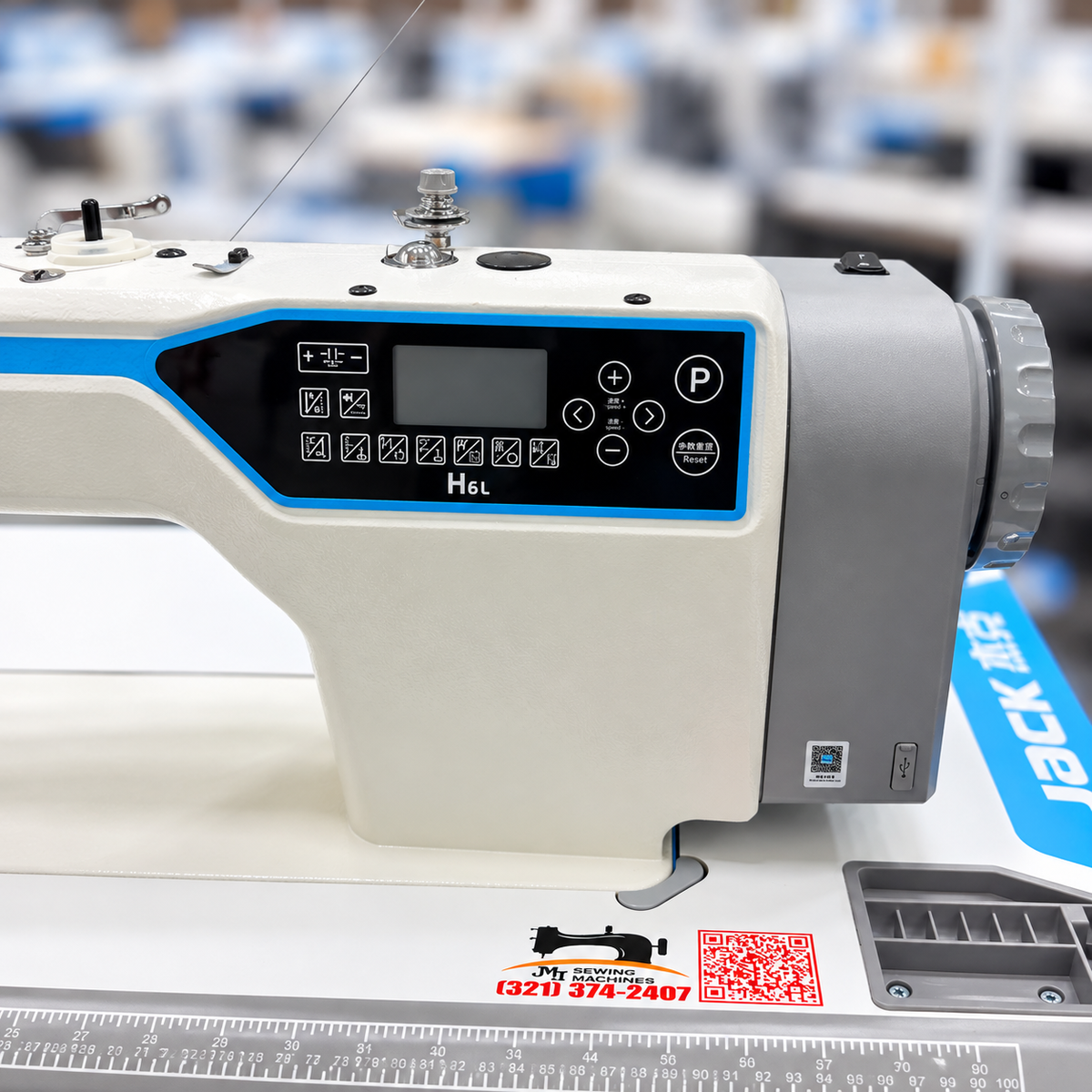 JACK® H6L-CZ-4 Computerized Long Arm Heavy-Duty Single Needle Top & Bottom Feed Lockstitch Sewing Machine