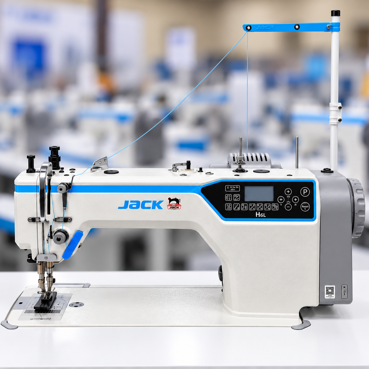 JACK® H6L-CZ-4 Computerized Long Arm Heavy-Duty Single Needle Top & Bottom Feed Lockstitch Sewing Machine