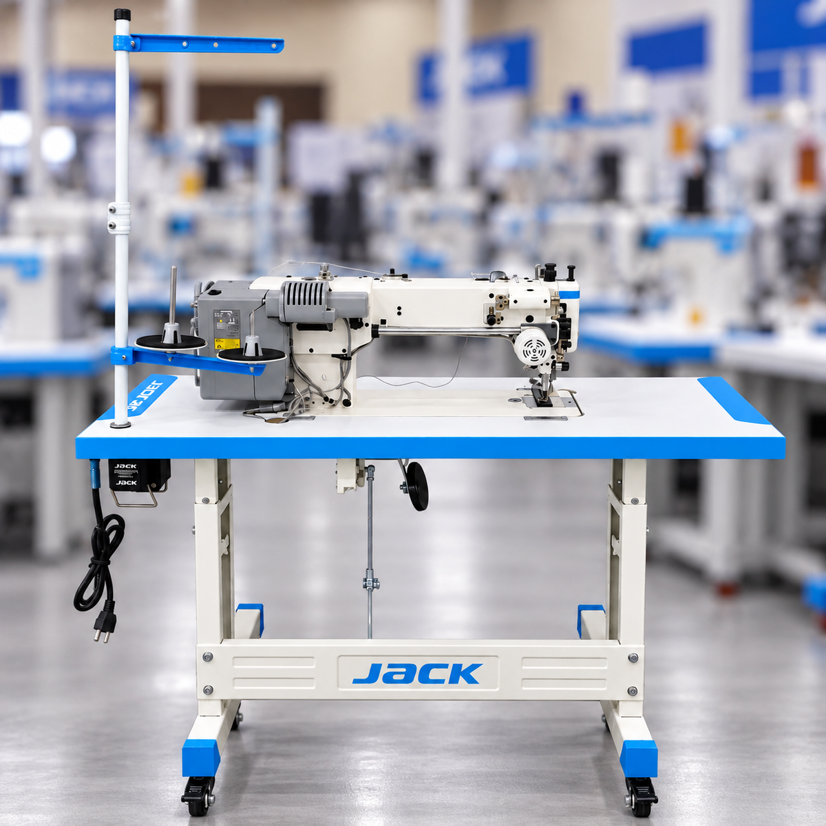 JACK® H6L-CZ-4 Computerized Long Arm Heavy-Duty Single Needle Top & Bottom Feed Lockstitch Sewing Machine