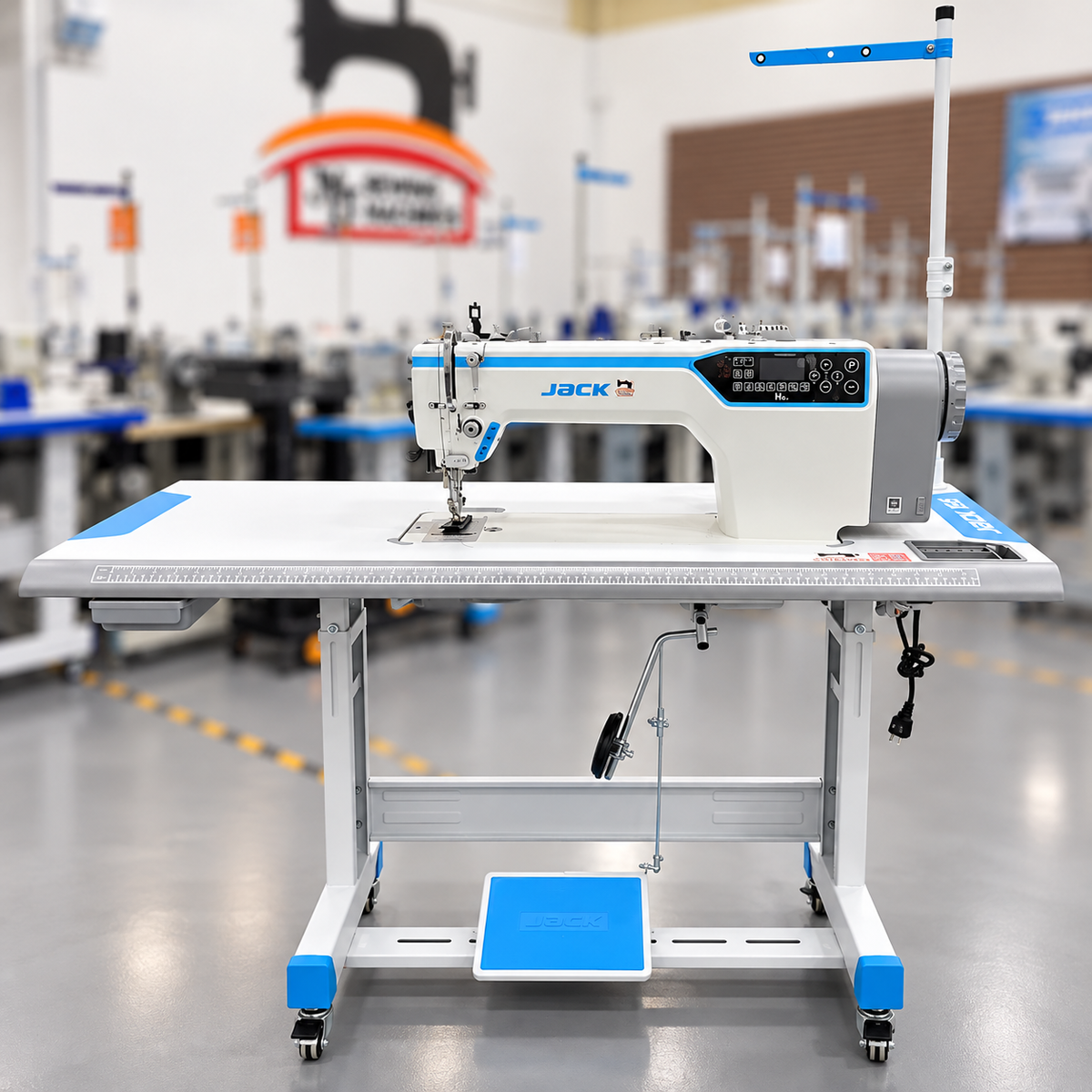JACK® H6L-CZ-4 Computerized Long Arm Heavy-Duty Single Needle Top & Bottom Feed Lockstitch Sewing Machine