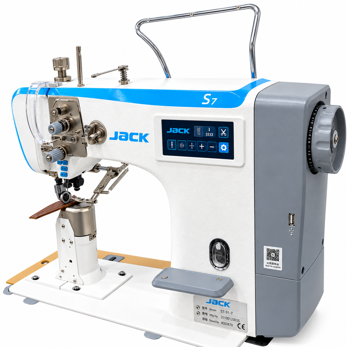 JACK® JK-S7-91-T Single Needle Post-Bed Triple Feed Industrial Lockstitch Sewing Machine – Complete with Table & Stand