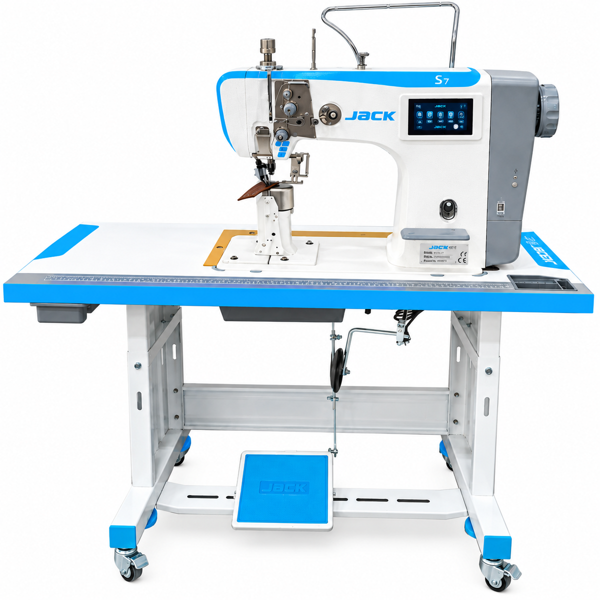 JACK® JK-S7-91-T Single Needle Post-Bed Triple Feed Industrial Lockstitch Sewing Machine – Complete with Table & Stand