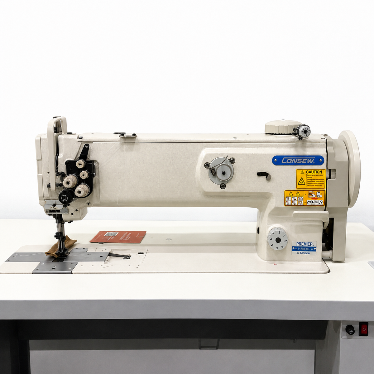 CONSEW® P1560RBL-18 Two Needle High-Speed Walking Foot Lockstitch Industrial Sewing Machine – 18-Inch Long Arm – Complete with Table & Stand