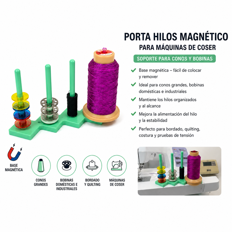 MAGNETIC THREAD AND BOBBIN HOLDER FOR SEWING MACHINES
