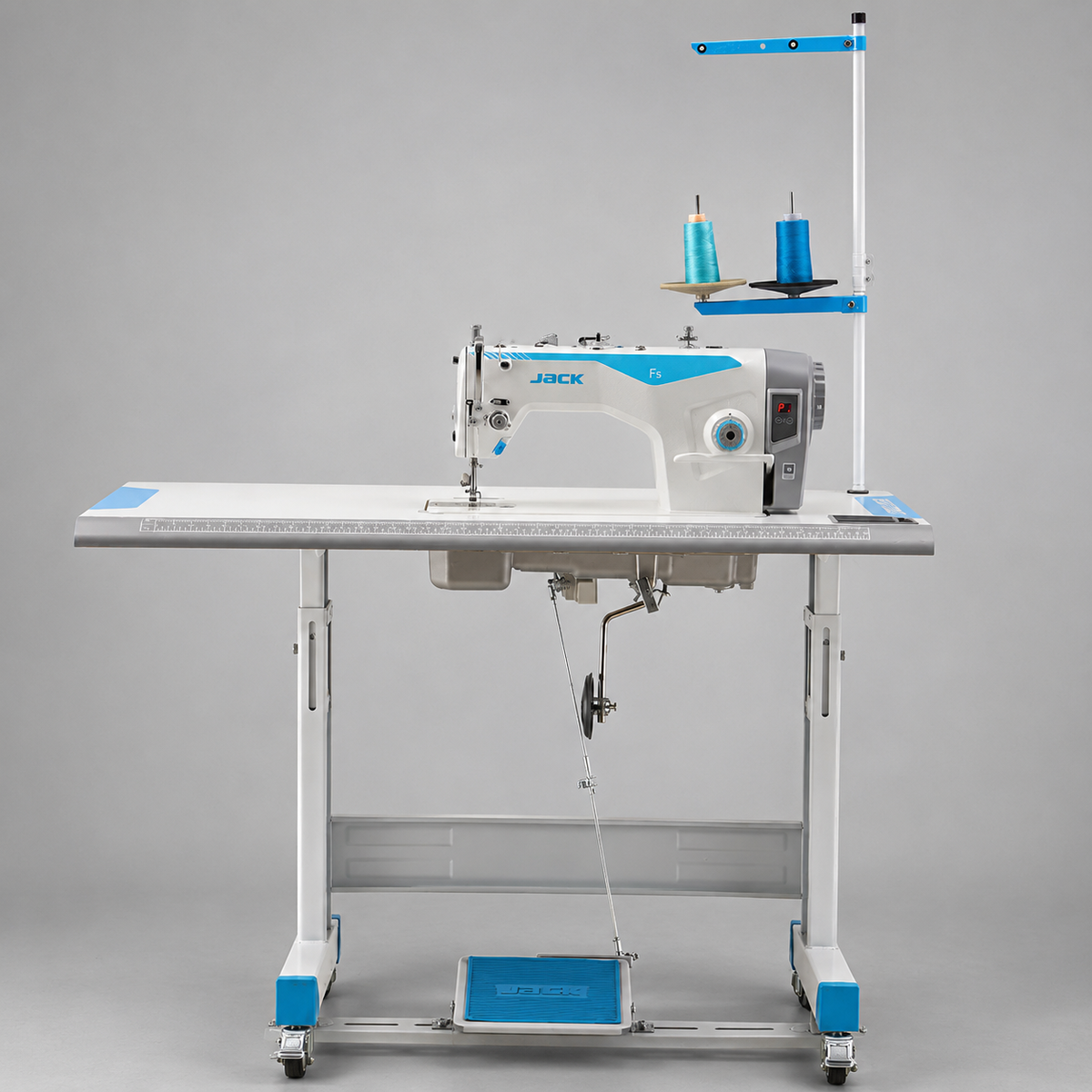 JACK® F5-HL-7 Single Needle Double Capacity Hook Direct Drive Industrial Lockstitch Sewing Machine – Complete with Table & Stand