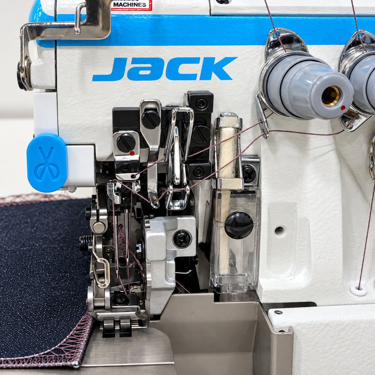JACK® JK-C5S-5-M04/435/SD Computerized Direct Drive Double Needle 5-Thread Overlock Industrial Sewing Machine with Suction & Safety Stitch – Complete with Table & Stand