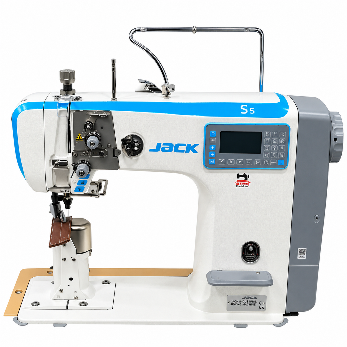 JACK® JK-S5-91C Automatic Post-Bed Industrial Sewing Machine with Synchronized Roller Foot – Complete with Table & Stand