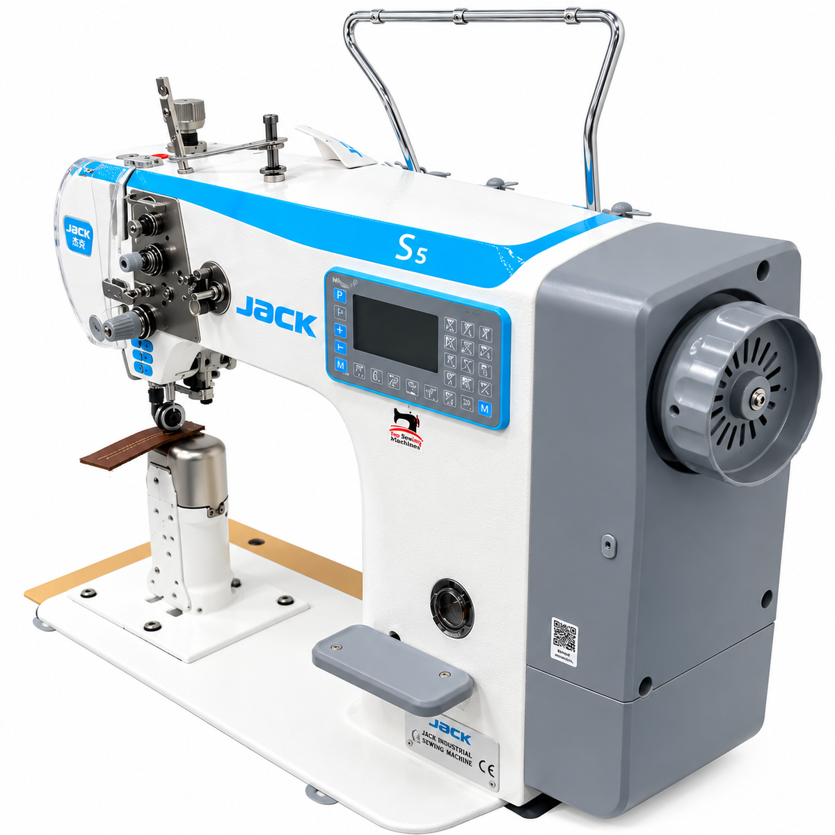 JACK® JK-S5-91C Automatic Post-Bed Industrial Sewing Machine with Synchronized Roller Foot – Complete with Table & Stand