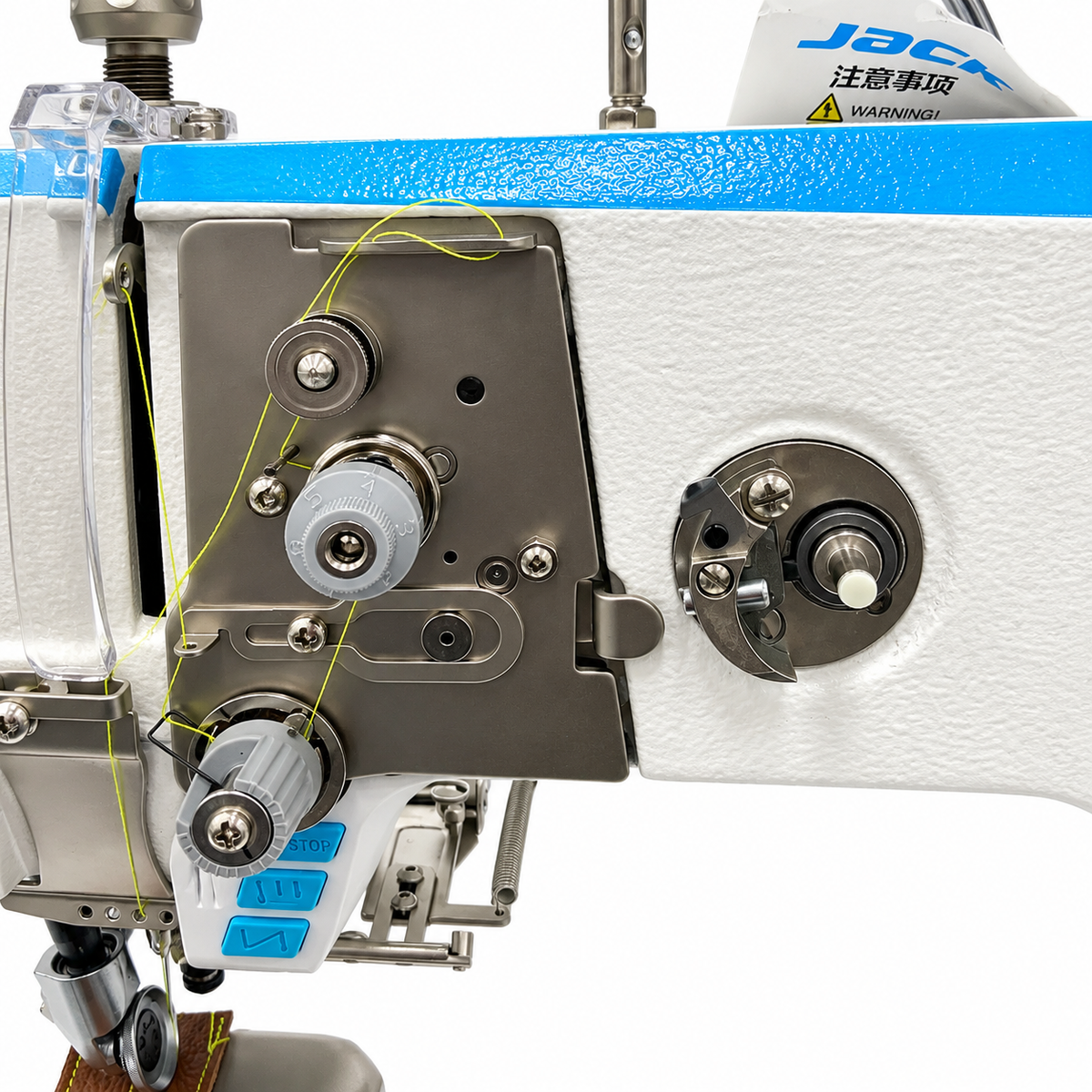 JACK® JK-S5-91C Automatic Post-Bed Industrial Sewing Machine with Synchronized Roller Foot – Complete with Table & Stand