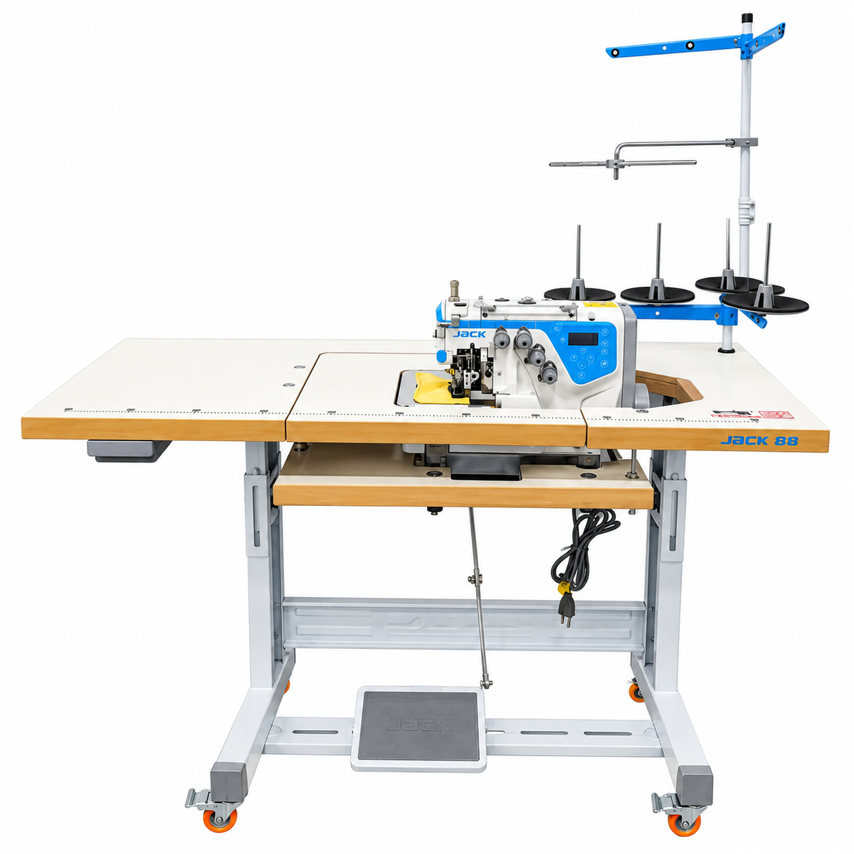 JACK® C4-4-M03/333 SD 4-Thread Automatic Overlock Industrial Sewing Machine – Complete with Table & Stand