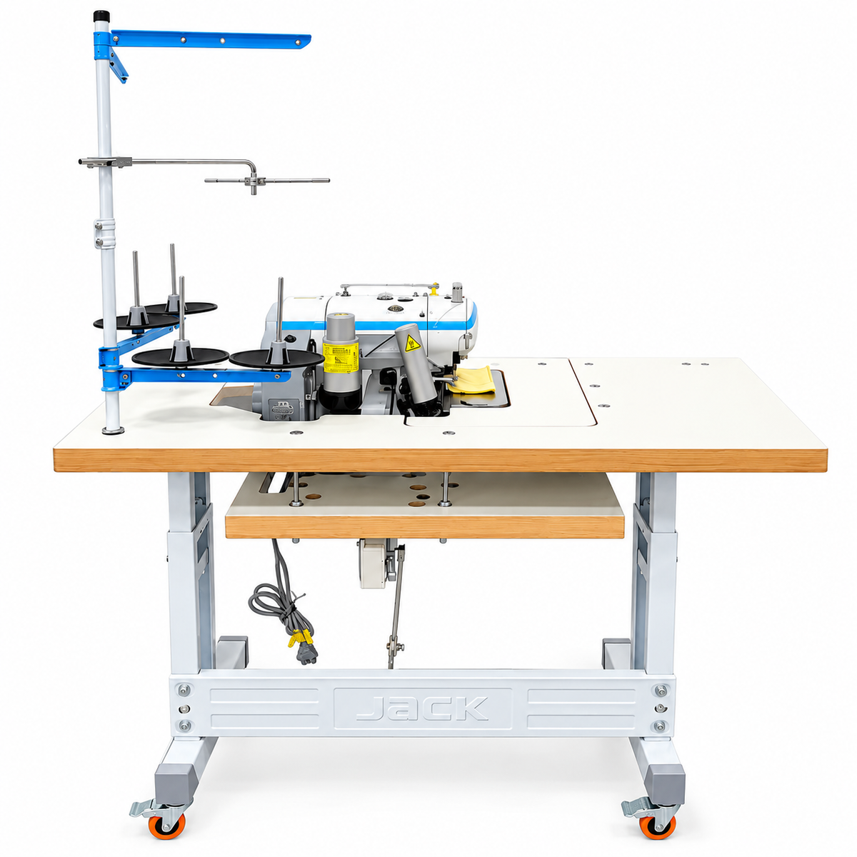 JACK® C4-4-M03/333 SD 4-Thread Automatic Overlock Industrial Sewing Machine – Complete with Table & Stand