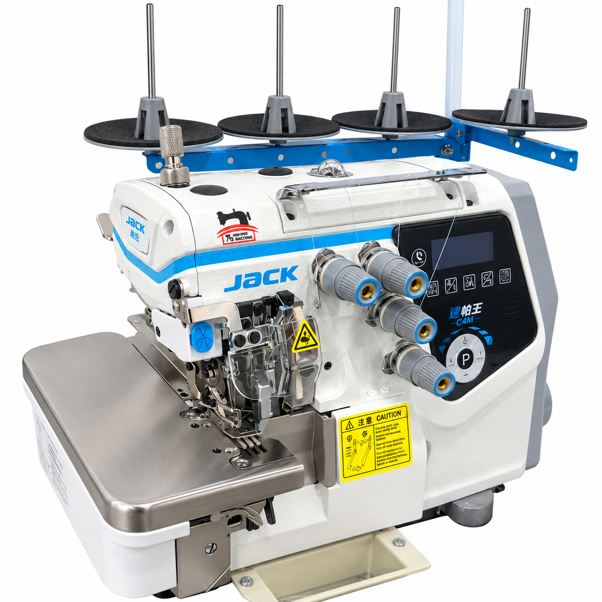 JACK® JK-C7-5-03/233/SD  5-Thread AI Smart Overlock Industrial Sewing Machine – Complete with Table & Stand