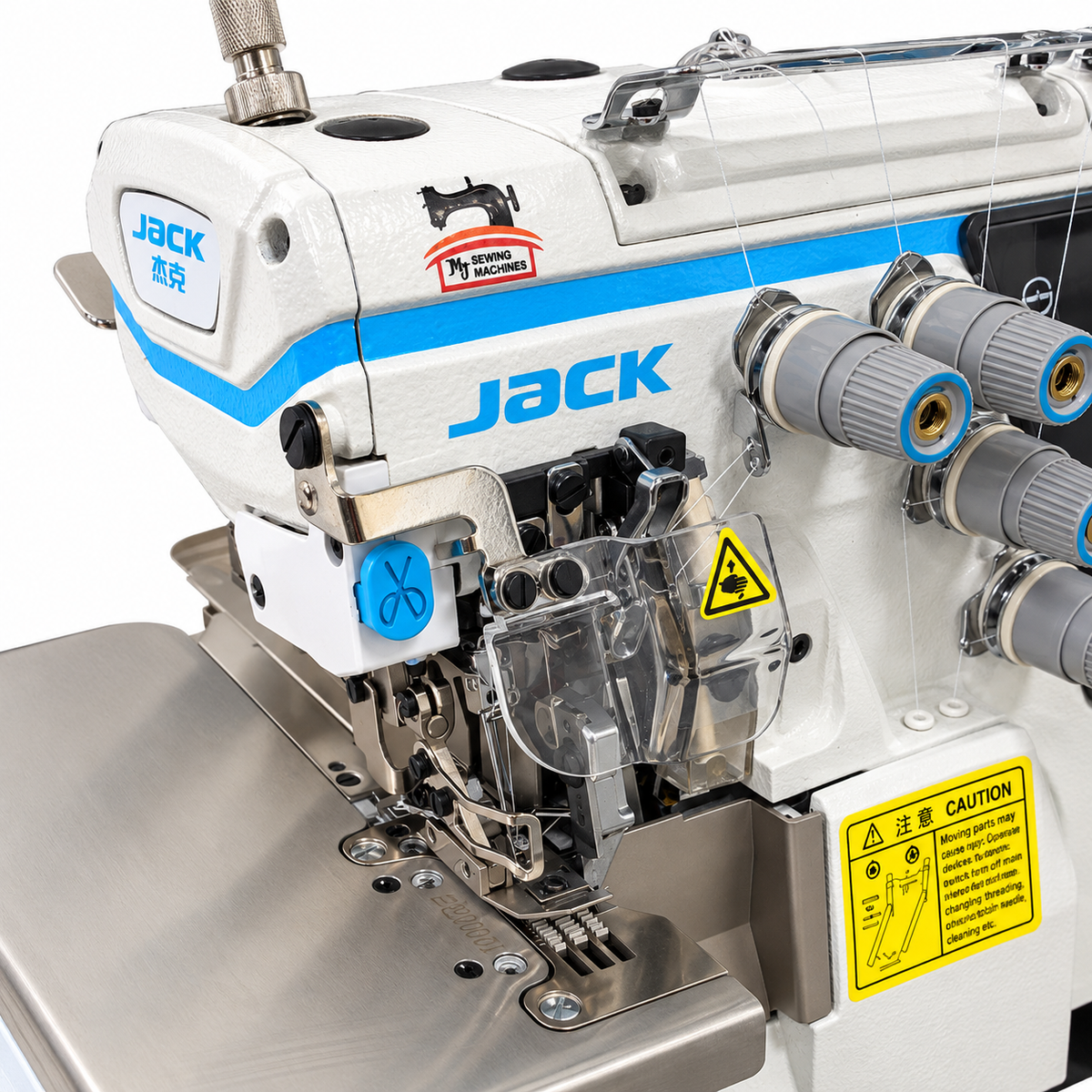 JACK® JK-C7-5-03/233/SD  5-Thread AI Smart Overlock Industrial Sewing Machine – Complete with Table & Stand