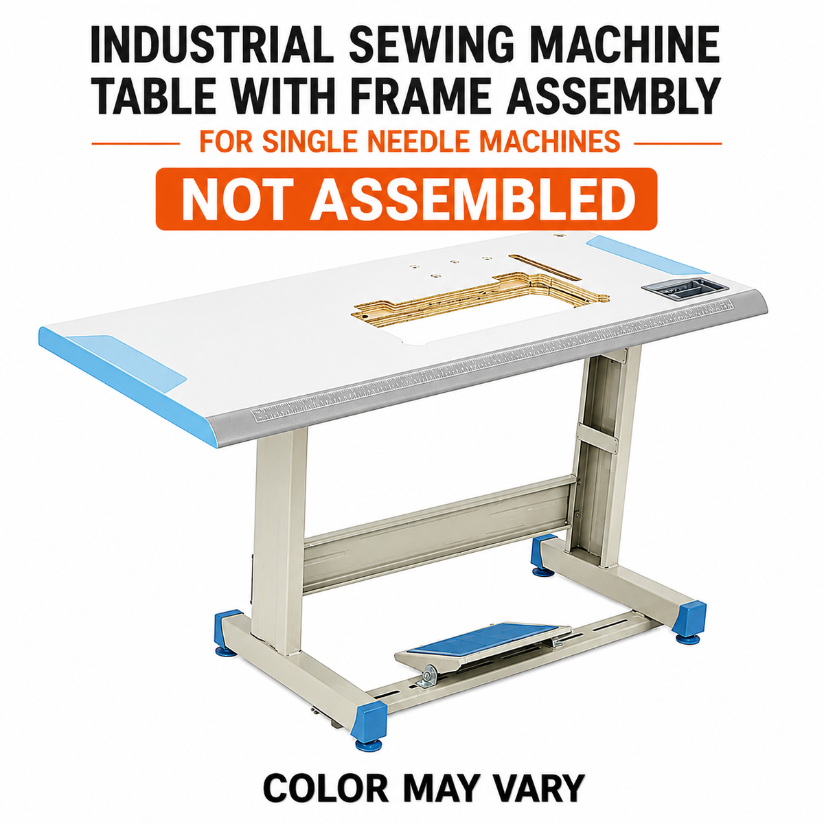 Industrial Sewing Machine Table with Frame Assembly – For Single Needle Machines – NOT ASSEMBLED
