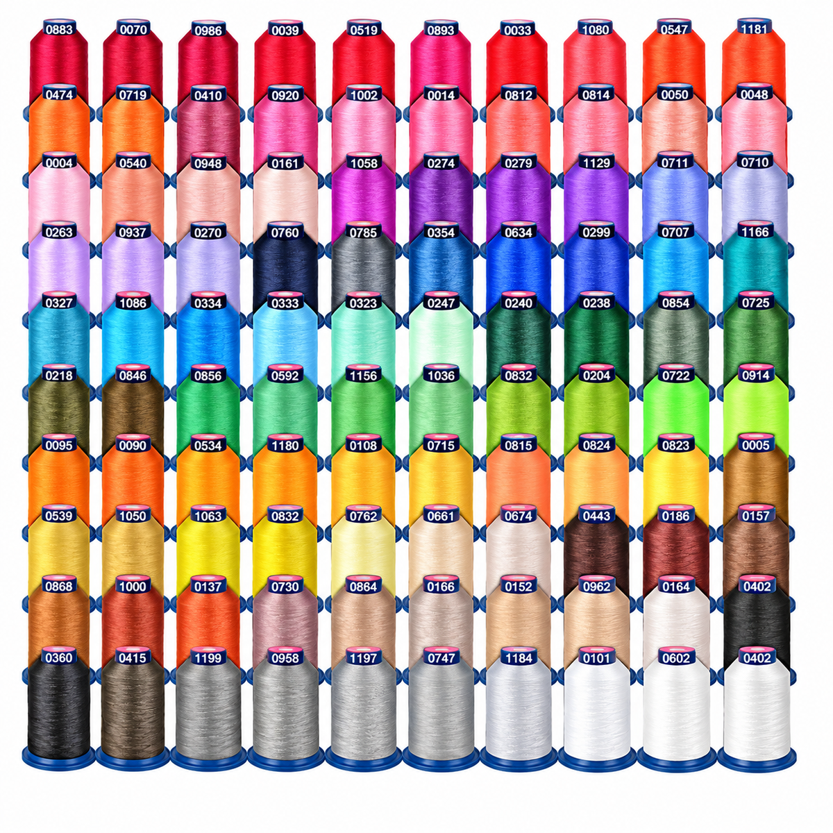 Richword® 108D/2 40wt Polyester Embroidery Thread - 4,000 m × 100 Colors.
