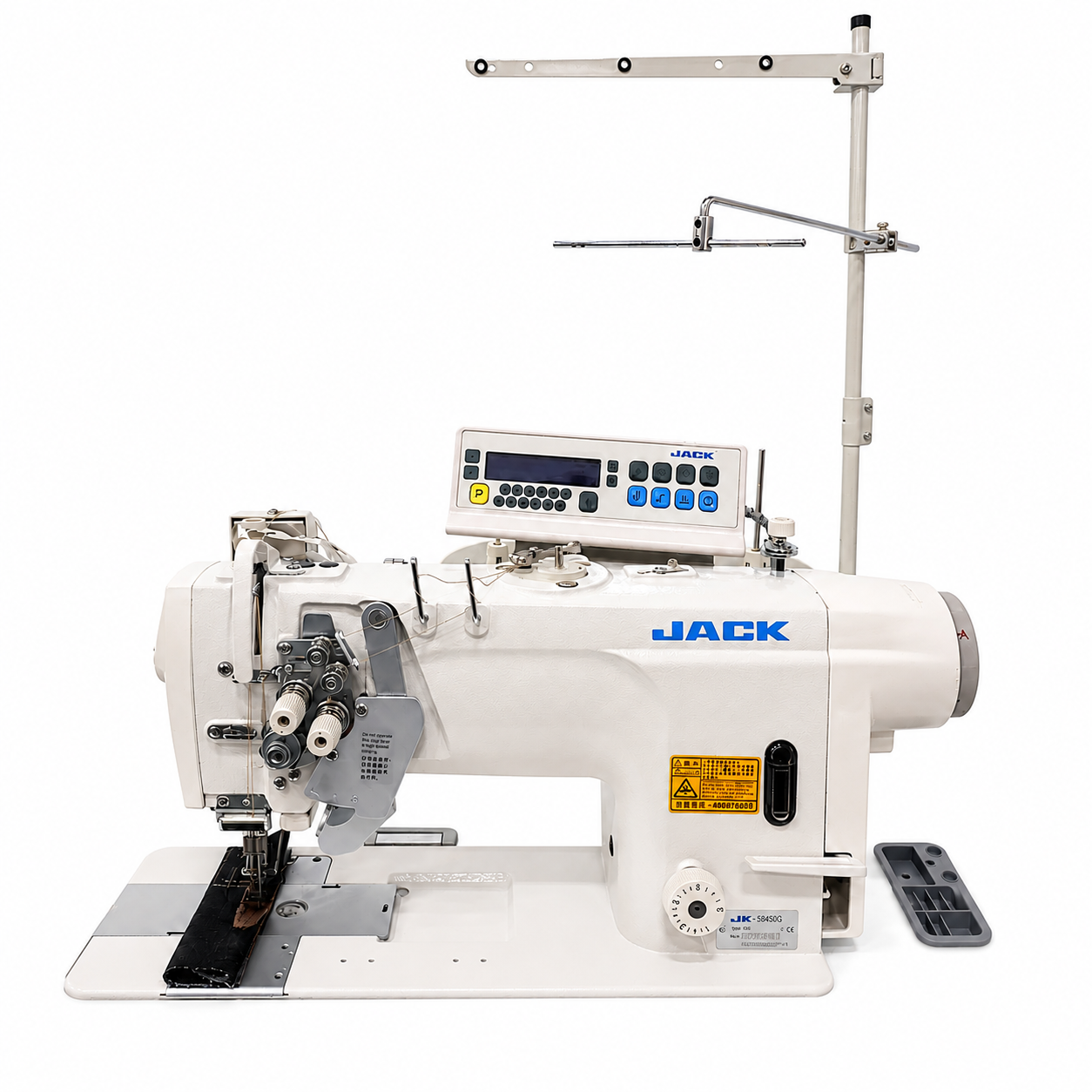 JACK® 58450G-005 High-Speed Computerized Double Needle Direct Drive Industrial Lockstitch Sewing Machine – Complete with Table & Stand