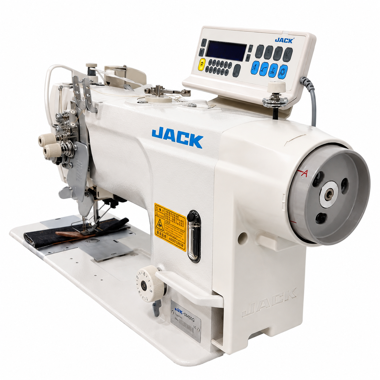 JACK® 58450G-005 High-Speed Computerized Double Needle Direct Drive Industrial Lockstitch Sewing Machine – Complete with Table & Stand