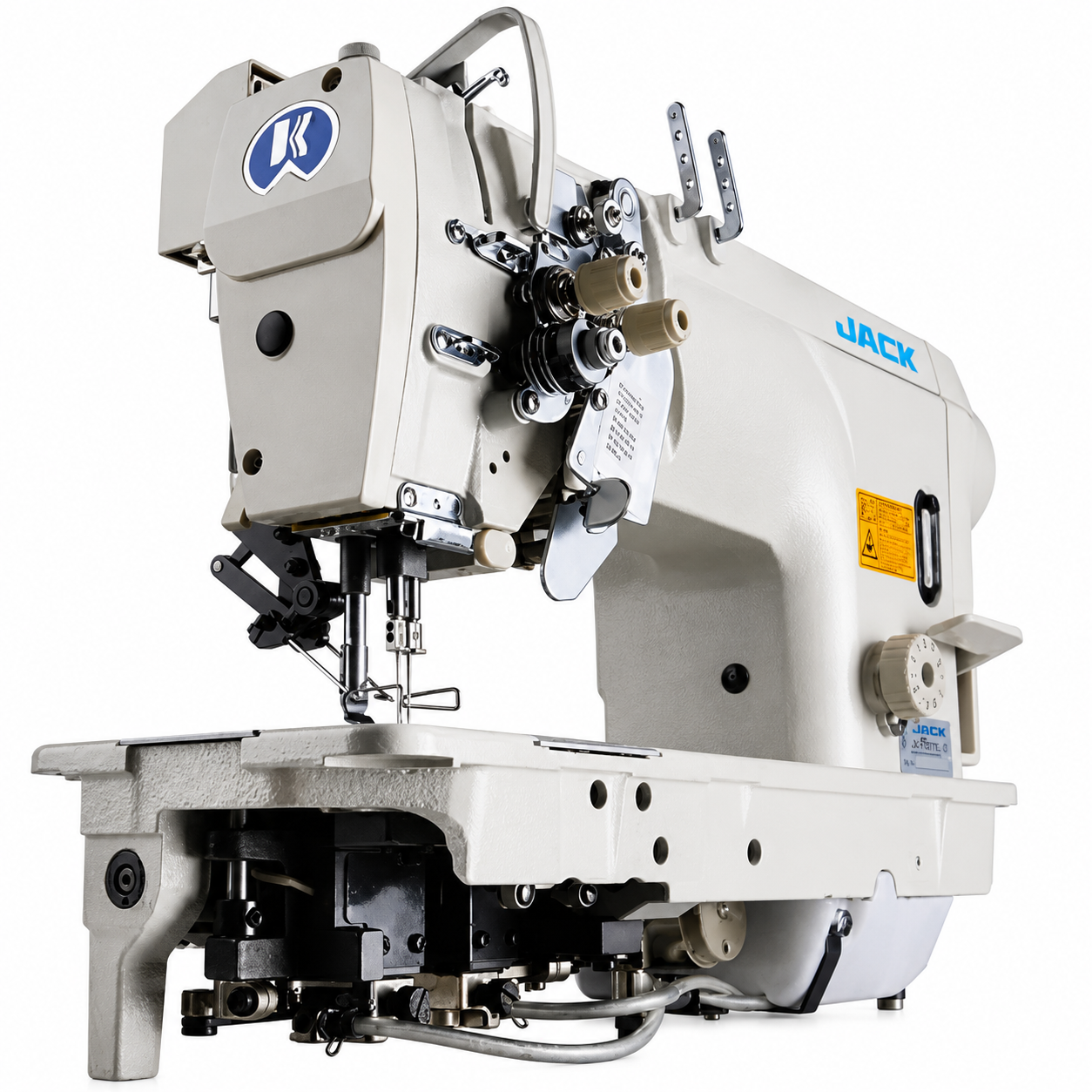 JACK® 58450G-005 High-Speed Computerized Double Needle Direct Drive Industrial Lockstitch Sewing Machine – Complete with Table & Stand