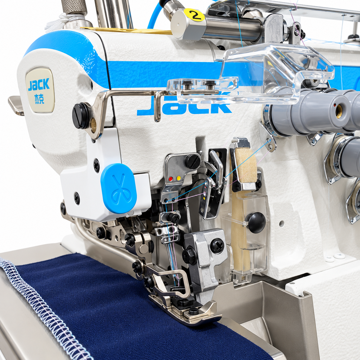 JACK® C5W-4-M03/333/KS High-Speed Automatic  Preneumatic  4-Thread Overlock Industrial Sewing Machine – Complete with Table & Stand