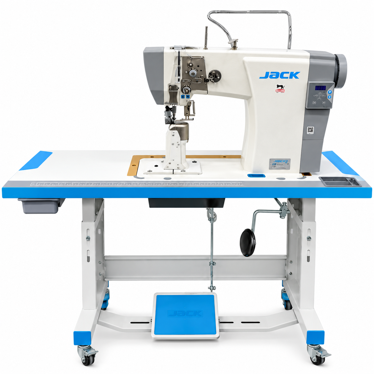 JACK® JK-6591C Direct Drive Roller Feed Post-Bed Industrial Sewing Machine – Complete with Table & Stand