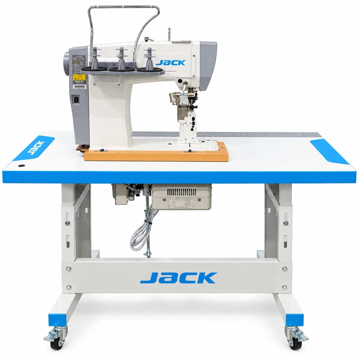 JACK® JK-6591C Direct Drive Roller Feed Post-Bed Industrial Sewing Machine – Complete with Table & Stand