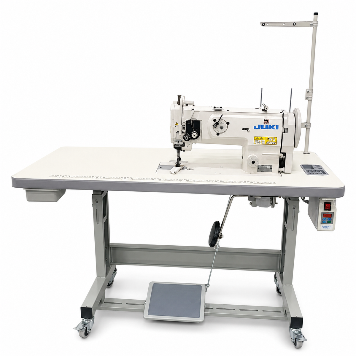 JUKI® DNU-1541S Single Needle Heavy-Duty Unison Feed Walking Foot Industrial Sewing Machine – Complete with Table & Stand