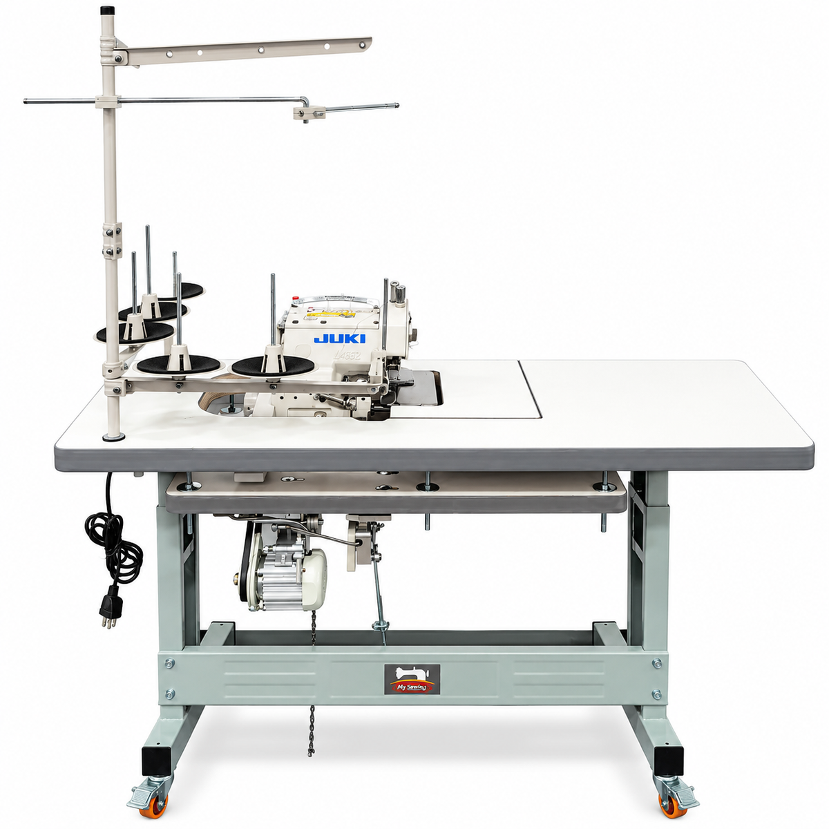 JUKI® MO-6716DA-DE4-40H 5-Thread Overlock Industrial Sewing Machine – Complete with Table & Stand