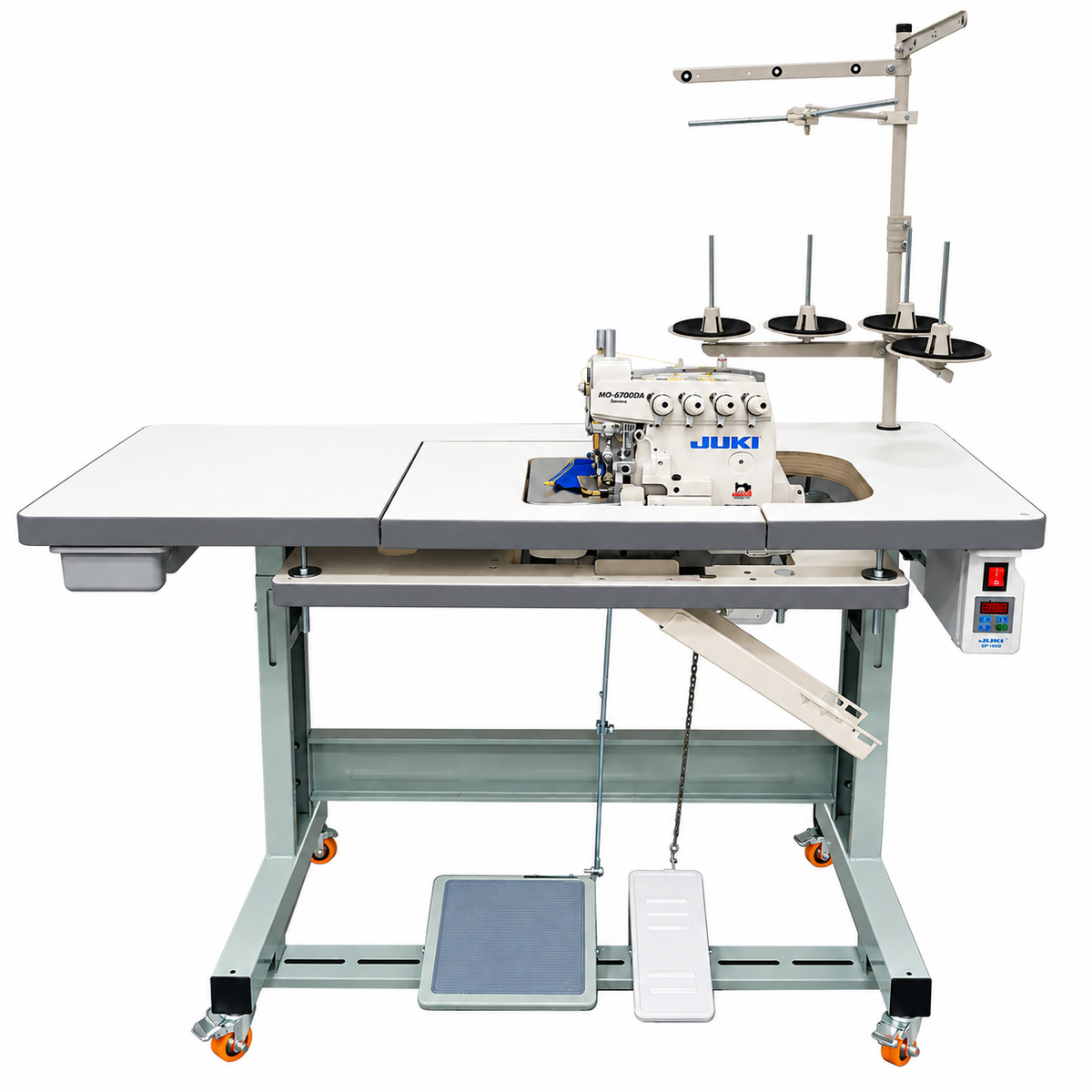 JUKI® MO-6714DA-BE6-40H 4-Thread Industrial Overlock Sewing Machine – Complete with Table & Stand