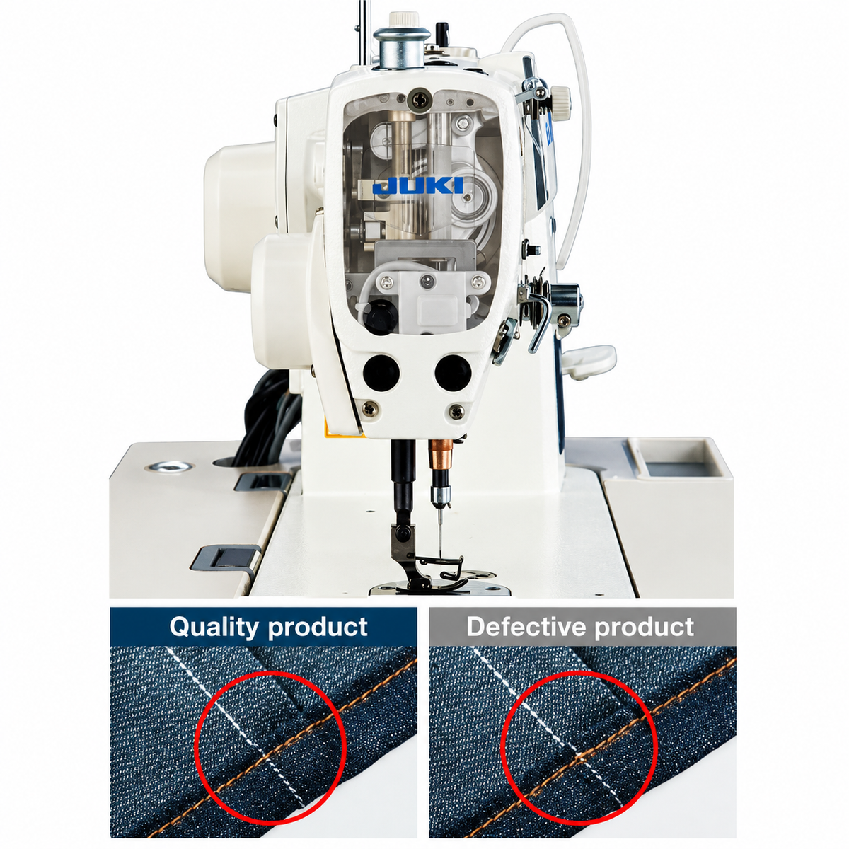 JUKI® DDL-9000C-FMS Single Needle Semi-Dry Head Direct Drive Industrial Lockstitch Sewing Machine – Complete with Table & Stand