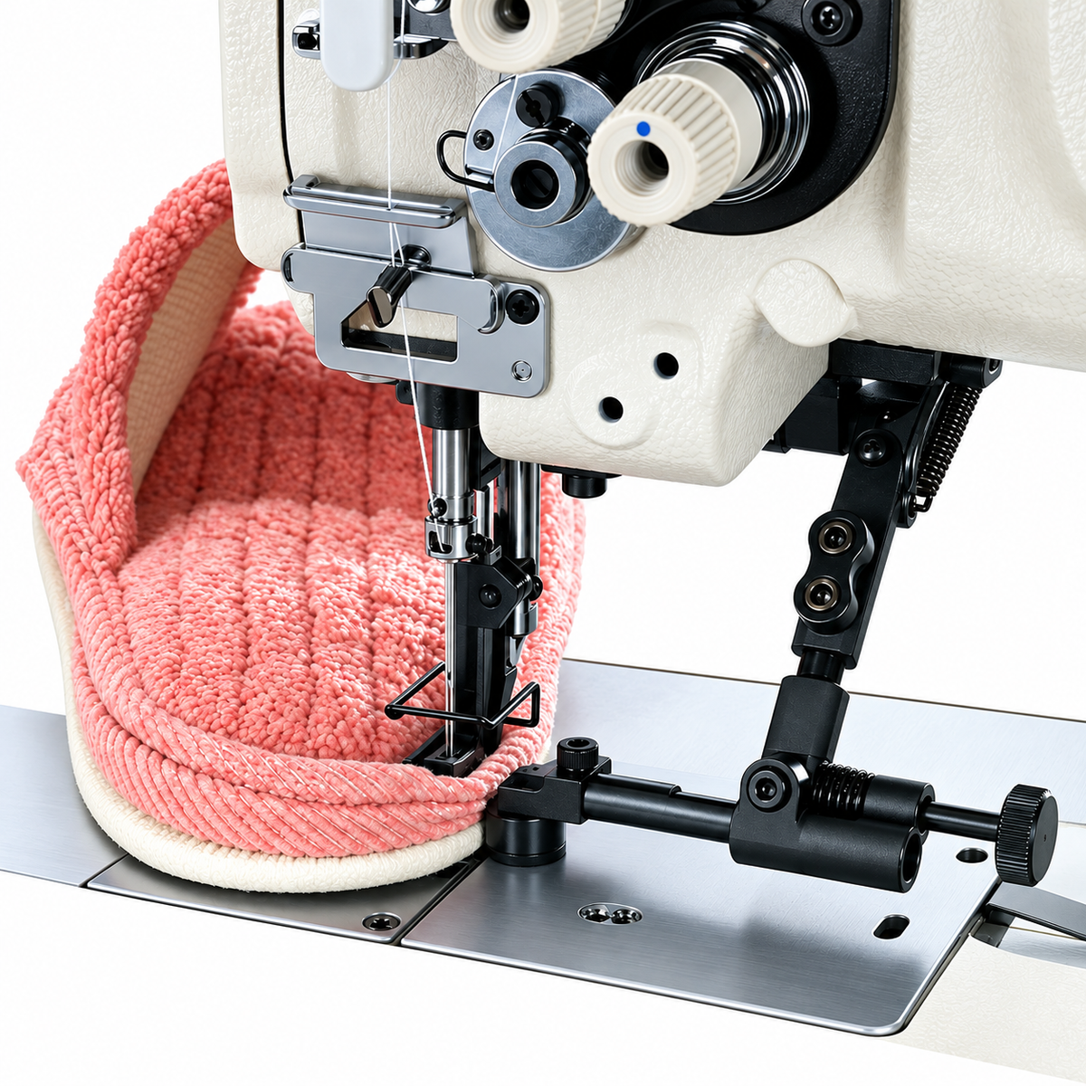 JUKI® LU-1508NS – Single Needle Unison Feed Walking Foot Lockstitch Machine for Heavy Materials with Vertical-Axis Double-Capacity Hook, 9mm Stitch Length & 16mm Foot Lift – Complete Setup, Table & Stand Included