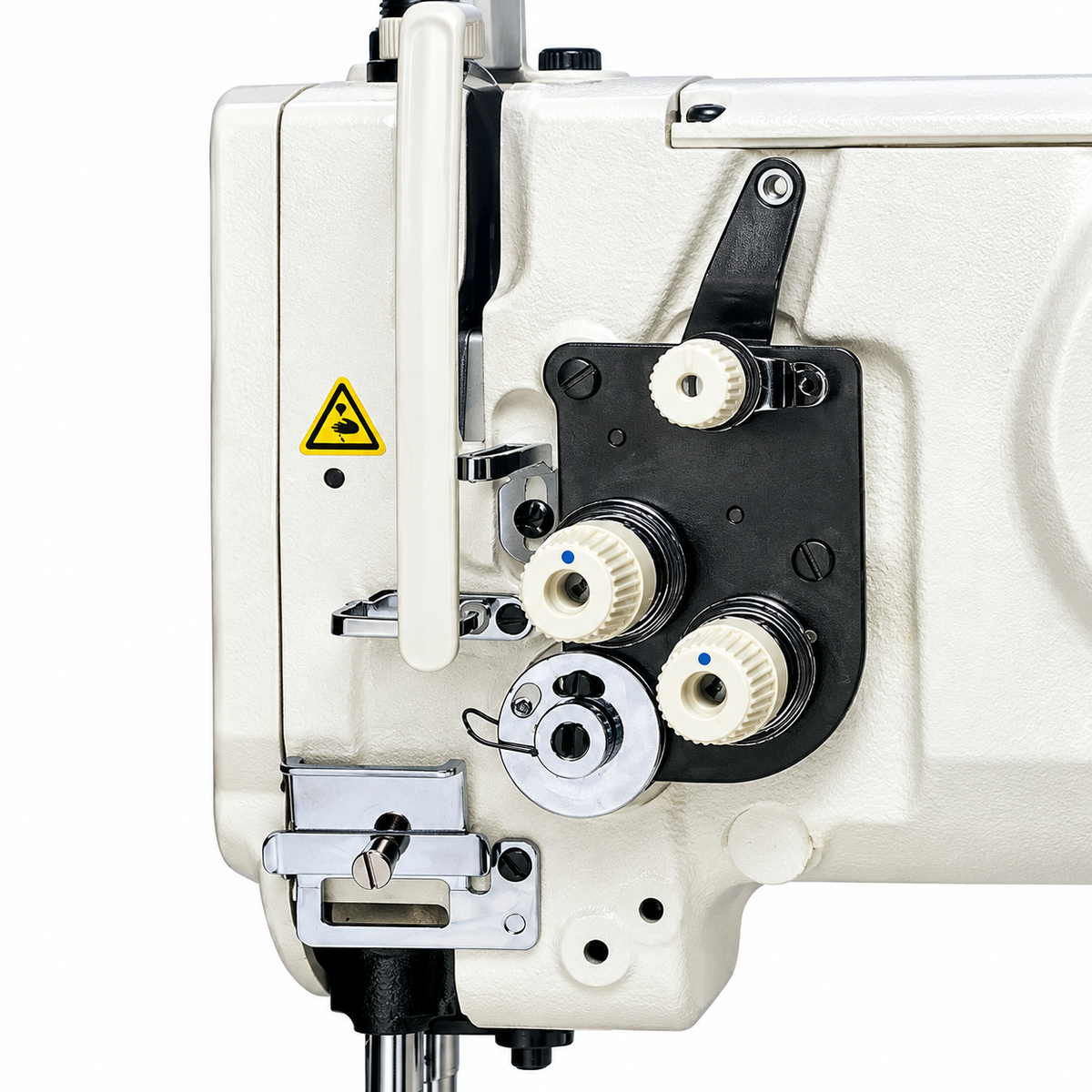 JUKI® LU-1508NS – Single Needle Unison Feed Walking Foot Lockstitch Machine for Heavy Materials with Vertical-Axis Double-Capacity Hook, 9mm Stitch Length & 16mm Foot Lift – Complete Setup, Table & Stand Included