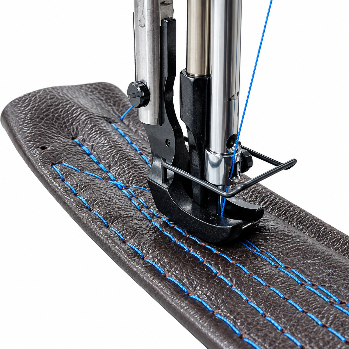 JUKI® LU-1508NS – Single Needle Unison Feed Walking Foot Lockstitch Machine for Heavy Materials with Vertical-Axis Double-Capacity Hook, 9mm Stitch Length & 16mm Foot Lift – Complete Setup, Table & Stand Included