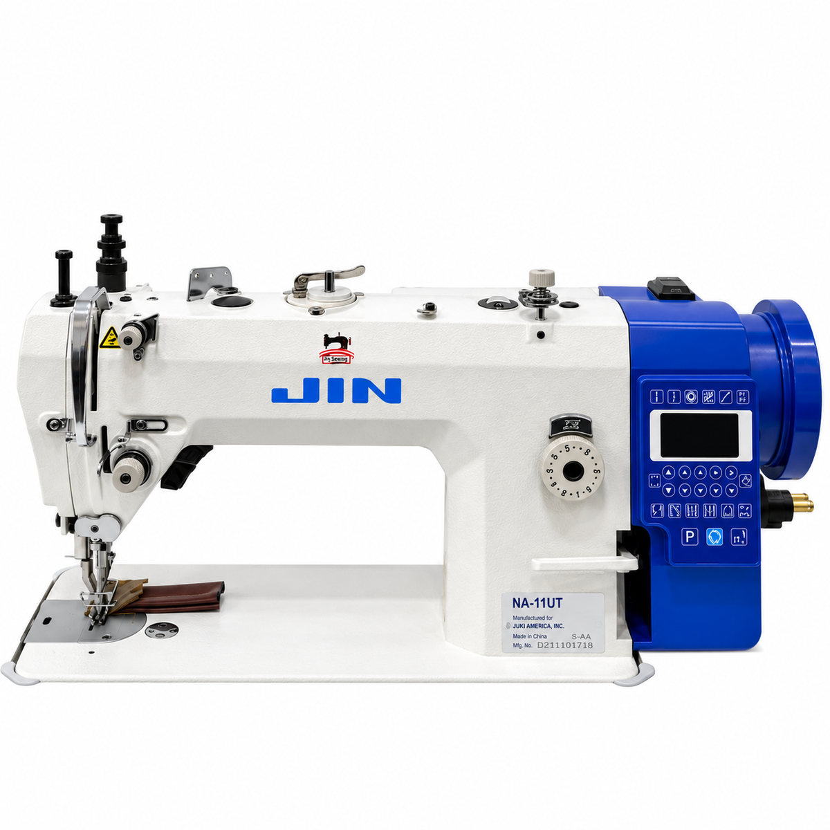 JIN® NA-11UT Industrial Lockstitch Sewing Machine for Leather, Canvas & Upholstery – Complete with Table & Stand