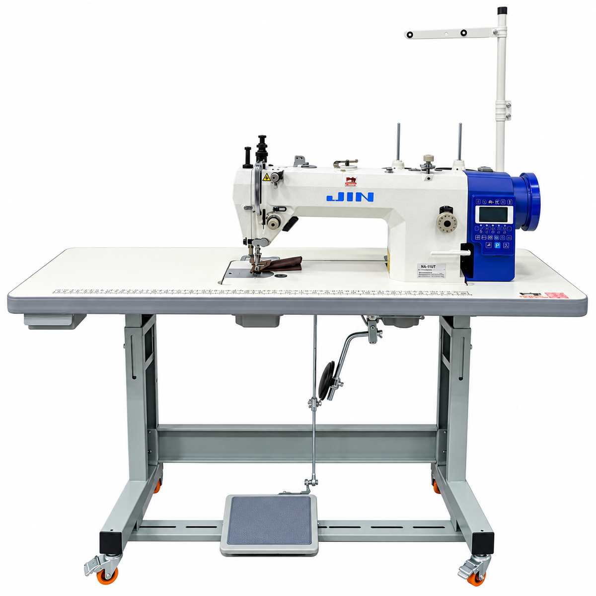 JIN® NA-11UT Industrial Lockstitch Sewing Machine for Leather, Canvas & Upholstery – Complete with Table & Stand