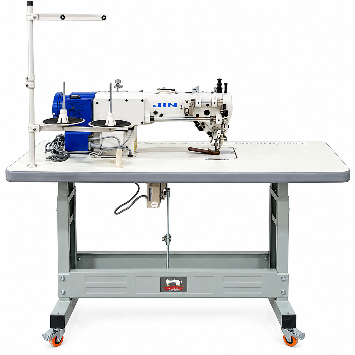 JIN® NA-11UT Industrial Lockstitch Sewing Machine for Leather, Canvas & Upholstery – Complete with Table & Stand