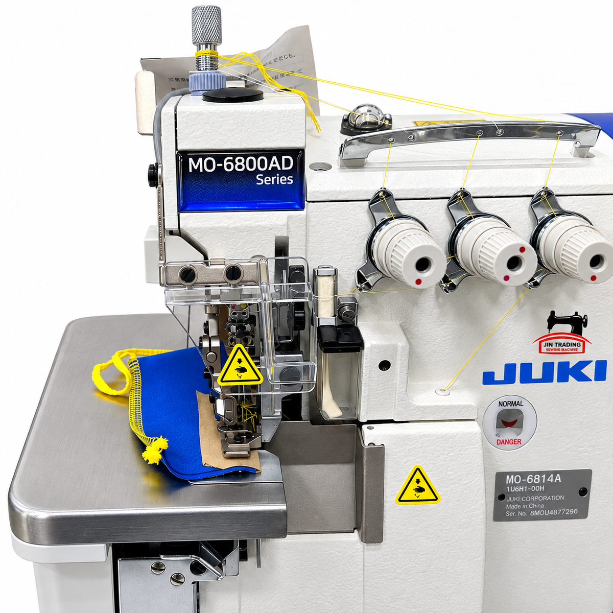 JUKI® MO-6814AD-BE640-HDD10S High-Speed 2-Needle Industrial Overlock Sewing Machine – Complete with Table & Stand