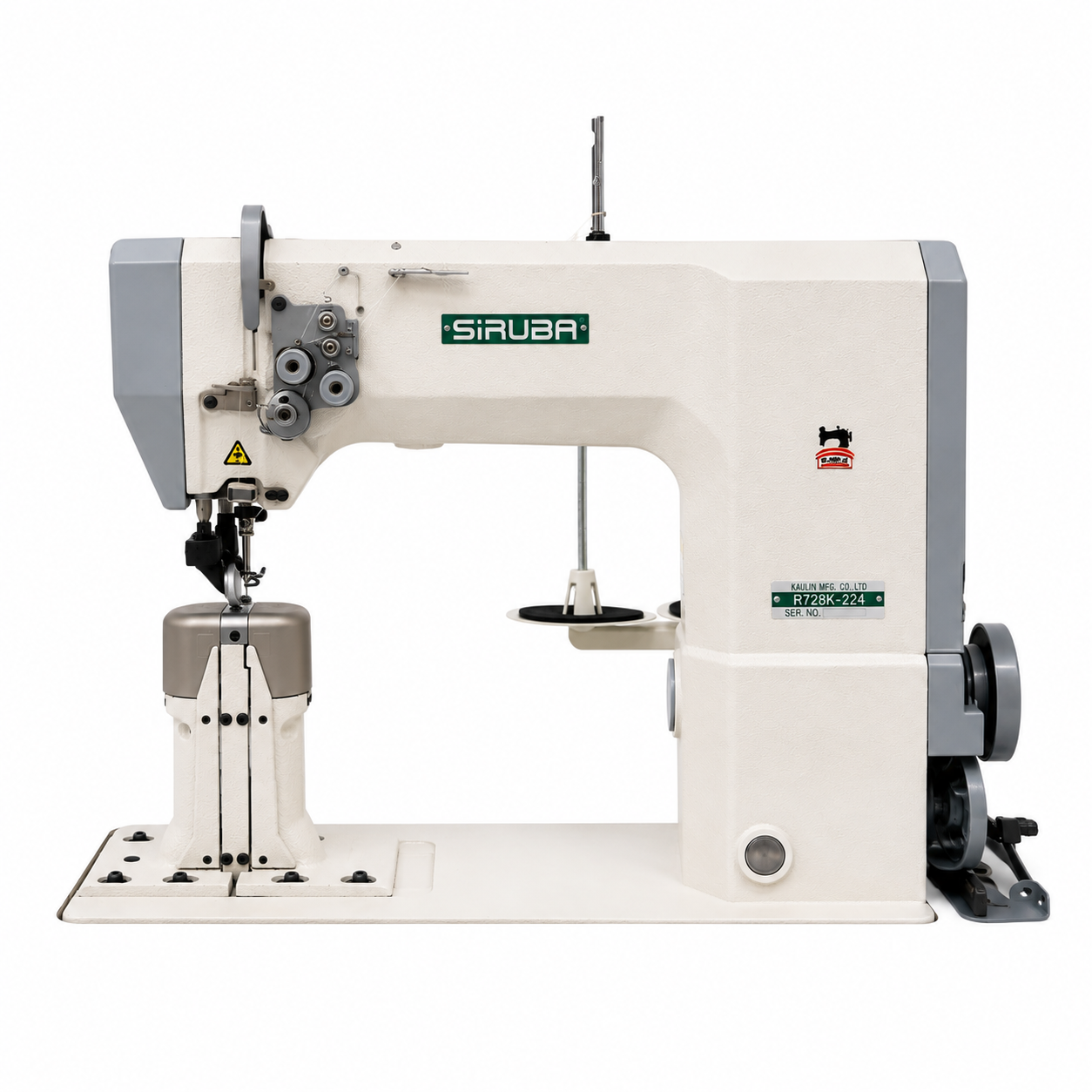 SIRUBA® R728K-224 High-Speed Double Needle Post-Bed Industrial Lockstitch Sewing Machine – Complete with Table & Stand