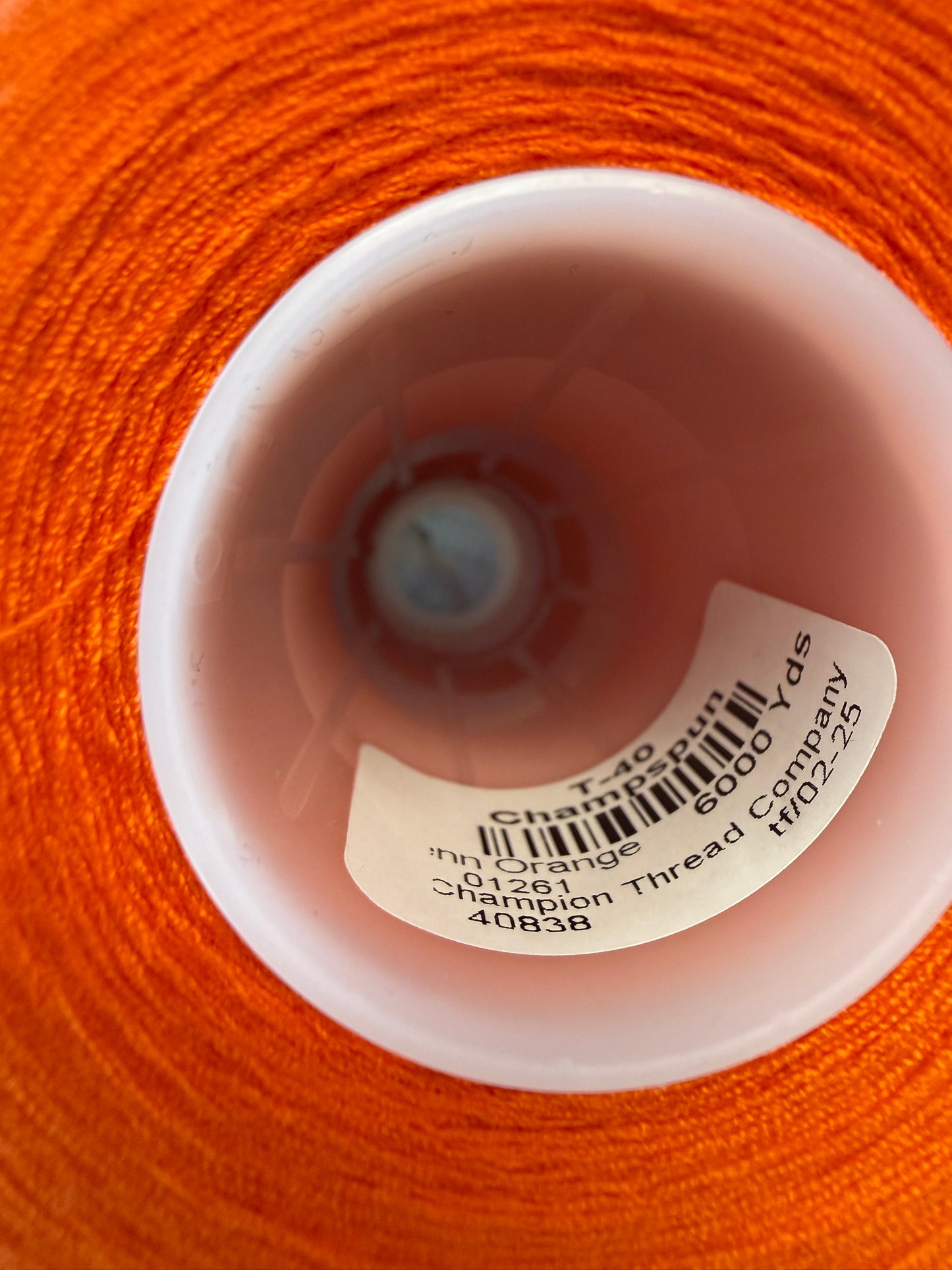 THREAD T-40 ORANGE-1261 POLYESTER CHAMSPUN — 6000 yds
