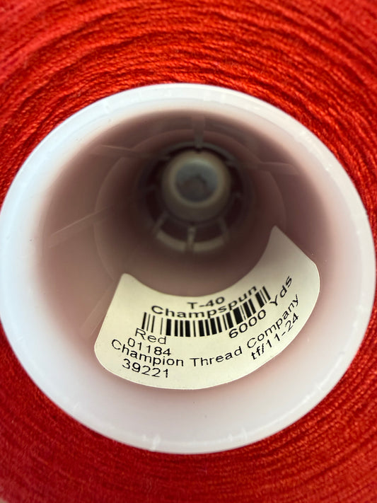 THREAD T-40 RED-1184 POLYESTER CHAMSPUN — 6000 yds